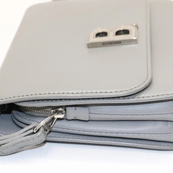 Balenciaga B Small Shiny Leather Handbag - Grey - Picture 5 of 15